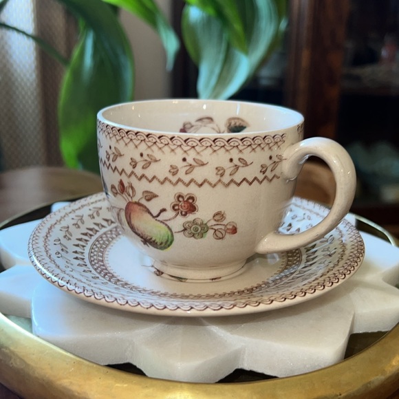 Vintage Johnson Bro Fruit Sampler Cup + Saucer Staffordshire Old Granite England - Picture 5 of 13